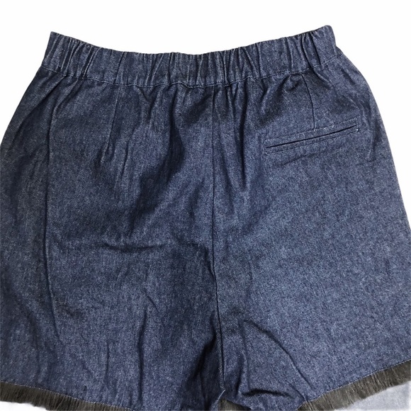 TOV Women’s Tiered Fringe Denim Bermuda Shorts Size Small (38) Statement Shorts - Picture 6 of 8